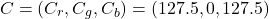 \[C = (C_r, C_g, C_b) = (127.5, 0, 127.5)\]